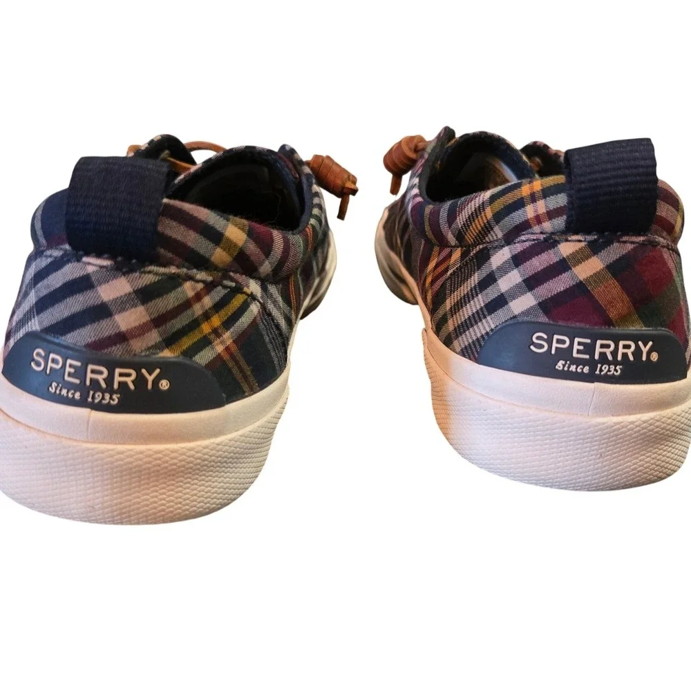 Sperry Top-Sider Plaid Lace Up Sneakers Womens Size 9.5 Casual Preppy
